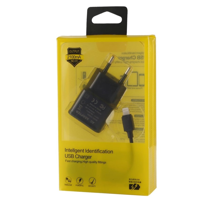 iPhone 5V 2.1A Intelligent USB Fast Charger with 1m Lightning Cable