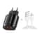 Dual USB Travel Charger With 8 Pin Cable Fast Charging Compact Adapter 0