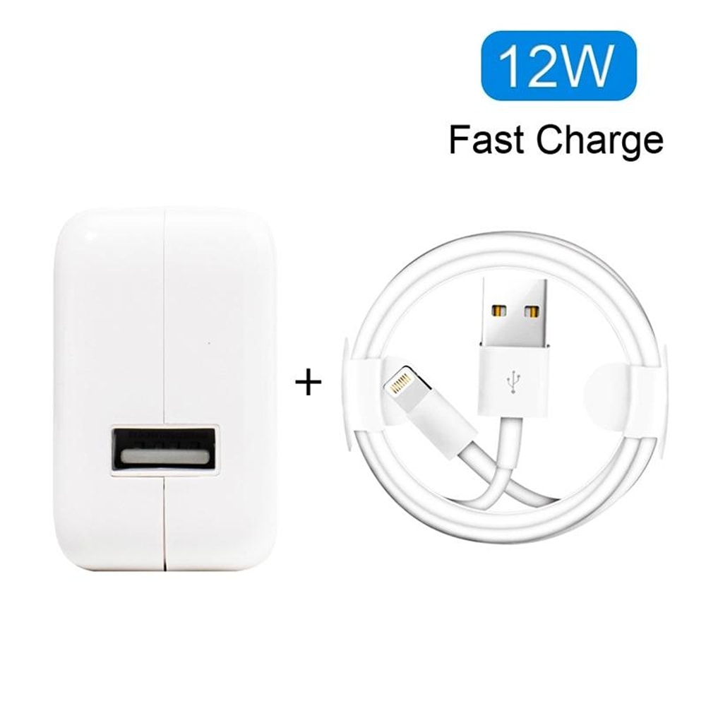 12W USB Charger with USB to 8 Pin Cable Fast Charging Adapter for iPhone iPad