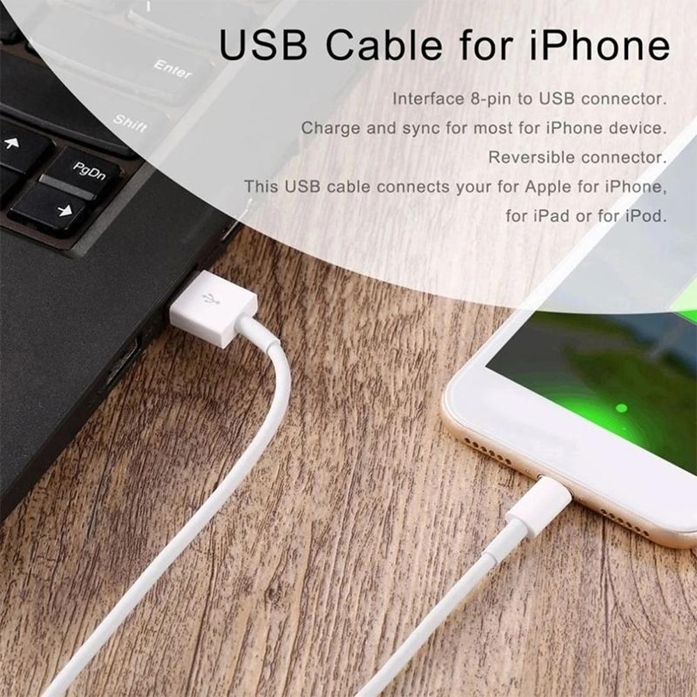 12W USB Charger with USB to 8 Pin Cable Fast Charging Adapter for iPhone iPad