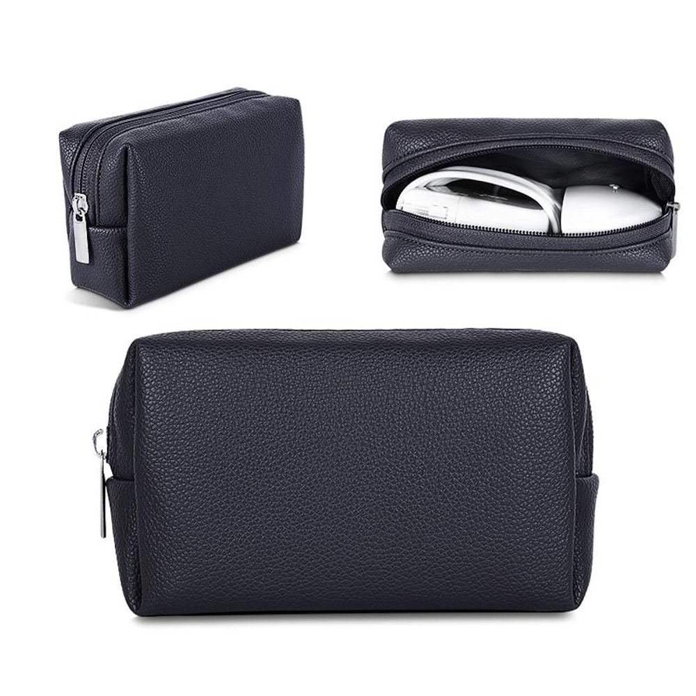 Leather Cable Organizer Travel Tech Storage Bag For Charger Mouse And Accessories 1