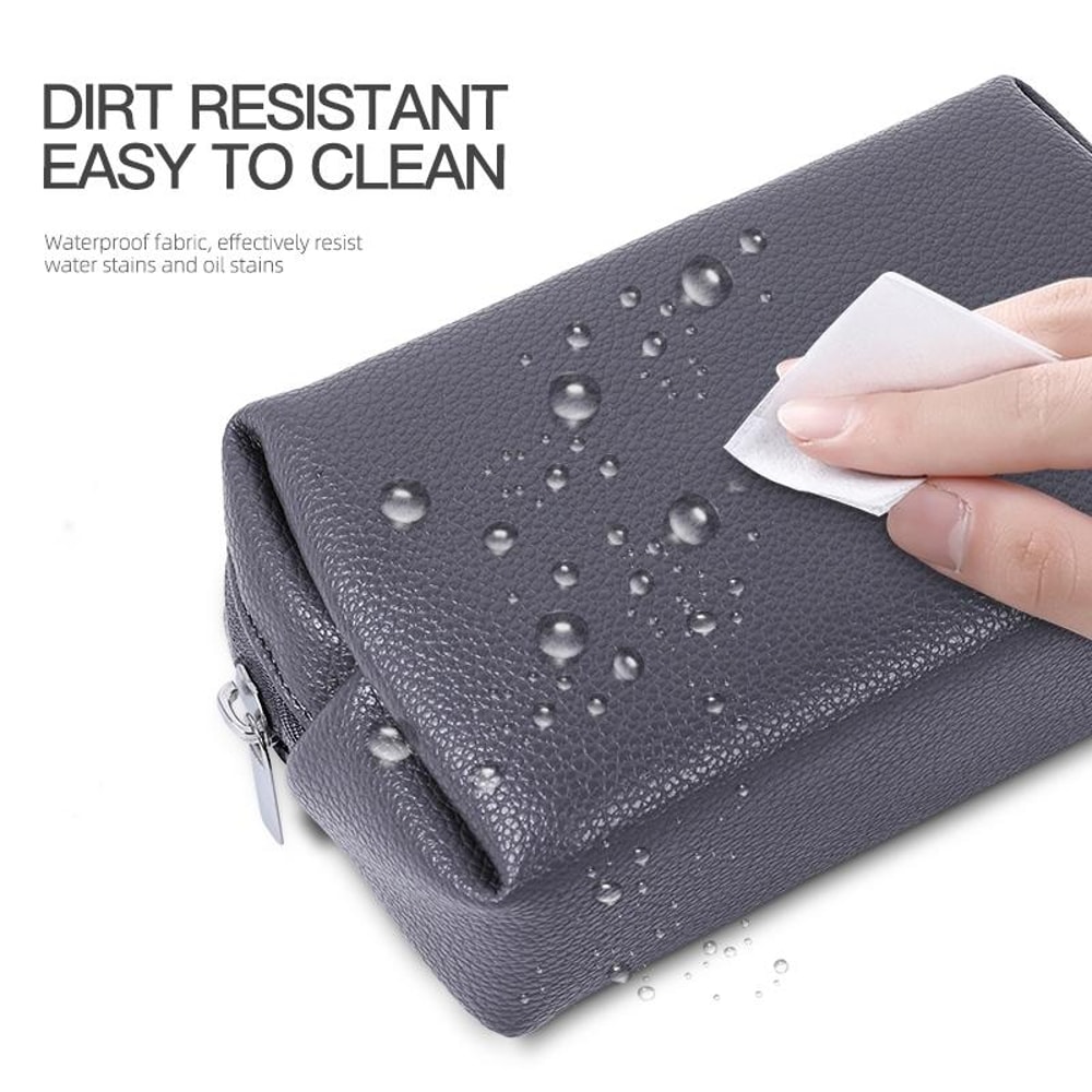 Leather Cable Organizer Travel Tech Storage Bag For Charger Mouse And Accessories 5