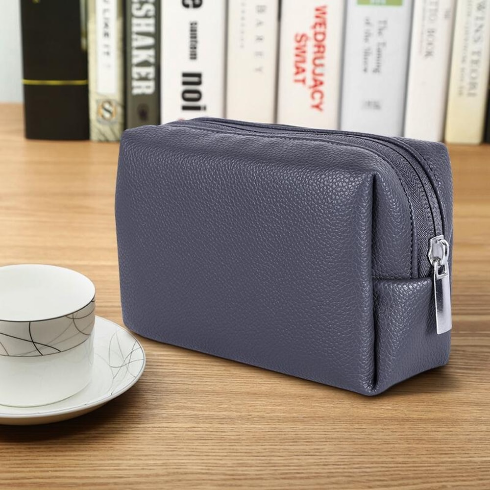 Leather Cable Organizer Travel Tech Storage Bag For Charger Mouse And Accessories 8