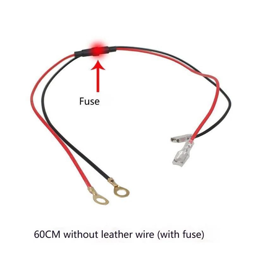 10A 60cm O-Type Terminal Automotive Wiring Harness 12V Car Battery Power Cable Red Black