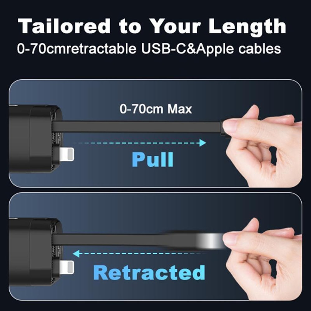 CW72 4 in 1 Retractable USB-C Car Charger with Lightning 8 Pin Fast Charging Adapter