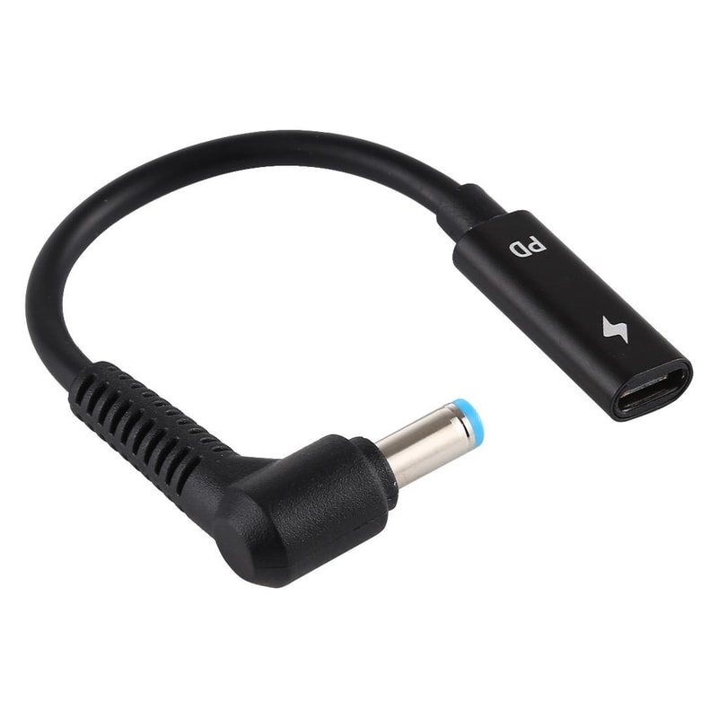 DC 5.5x1.7mm to USB-C Female Power Adapter Cable Compact Barrel Jack Charging Converter