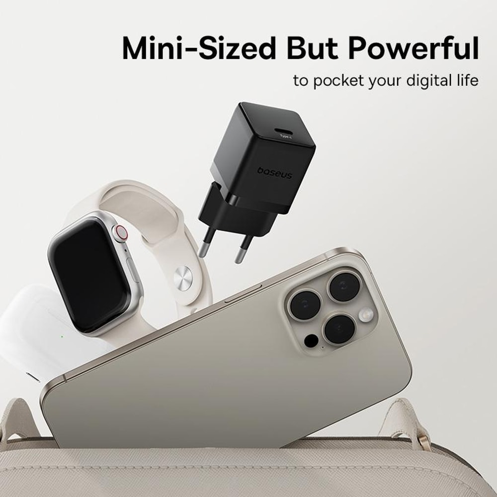 PD30W USB-C Fast Charger with 1m Type-C Cable Compact Fast Charging Adapter