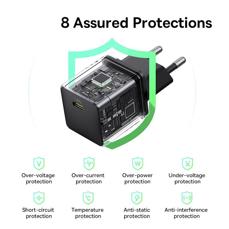 PD30W USB-C Fast Charger with 1m Type-C Cable Compact Fast Charging Adapter