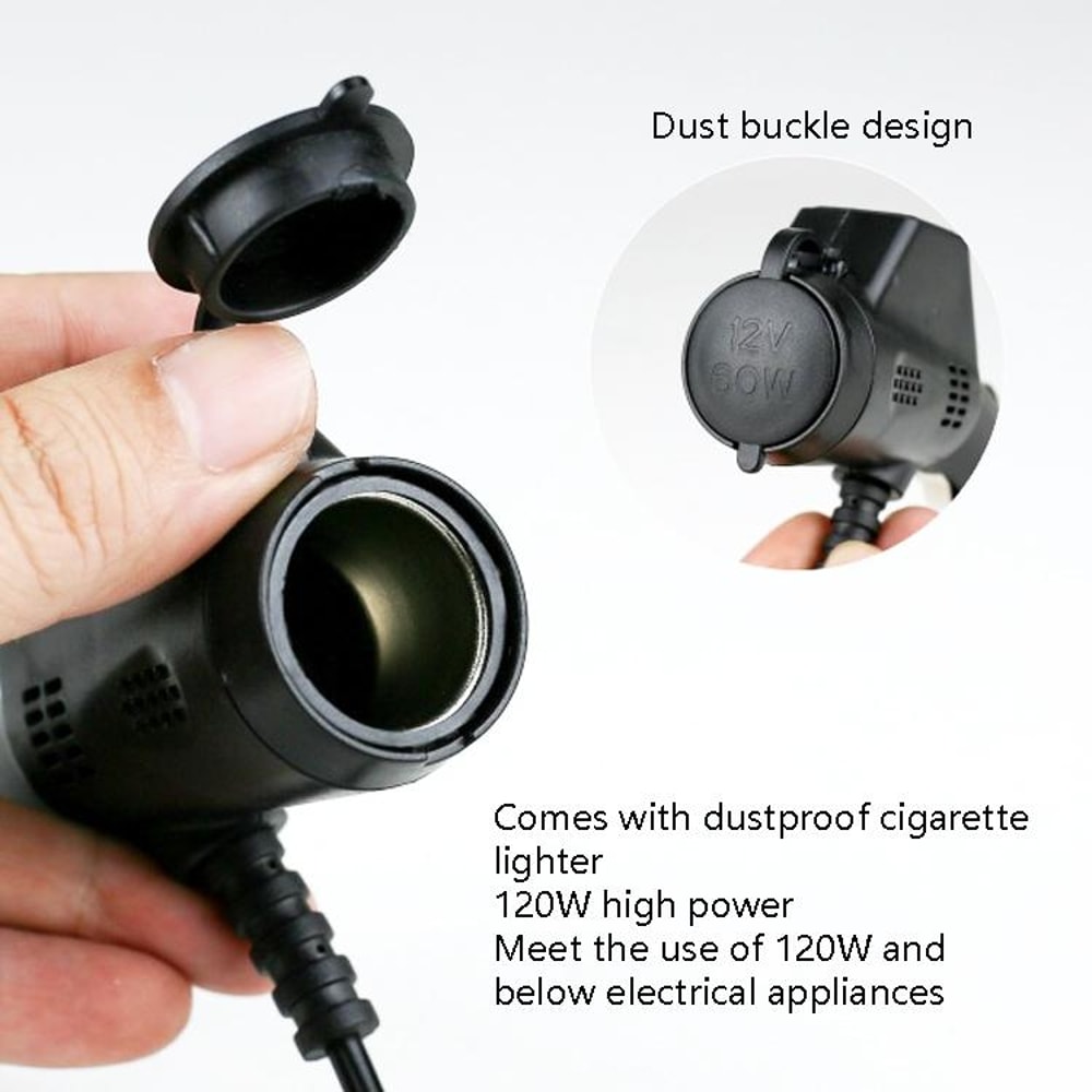 3in1 Car Charger Dual USB Cigarette Lighter Adapter With Charging Cable 120W 12V 3