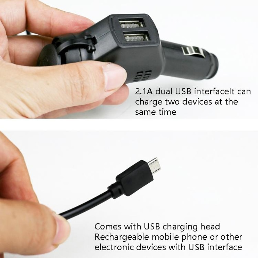 3in1 Car Charger Dual USB Cigarette Lighter Adapter With Charging Cable 120W 12V 4
