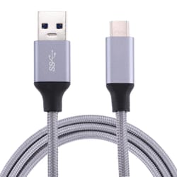 usb-c to usb 3.0 woven metal 1m charging cable grey