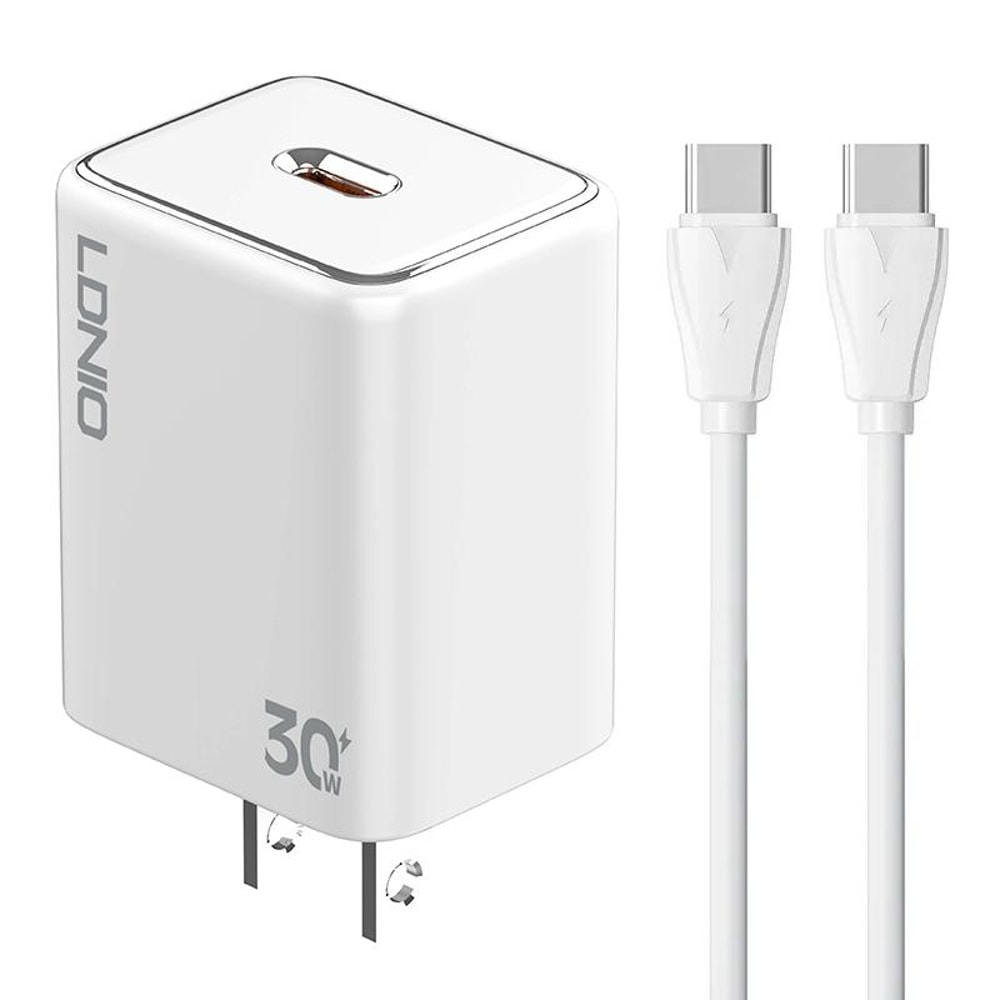 A1508C 30W USB-C PD Fast Charger with 1m Type-C Cable (White)