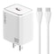 A1508C 30W USB-C PD Fast Charger with 1m Type-C Cable (White)