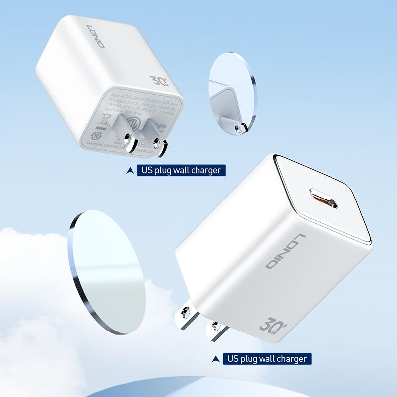 A1508C 30W USB-C PD Fast Charger with 1m Type-C Cable (White)