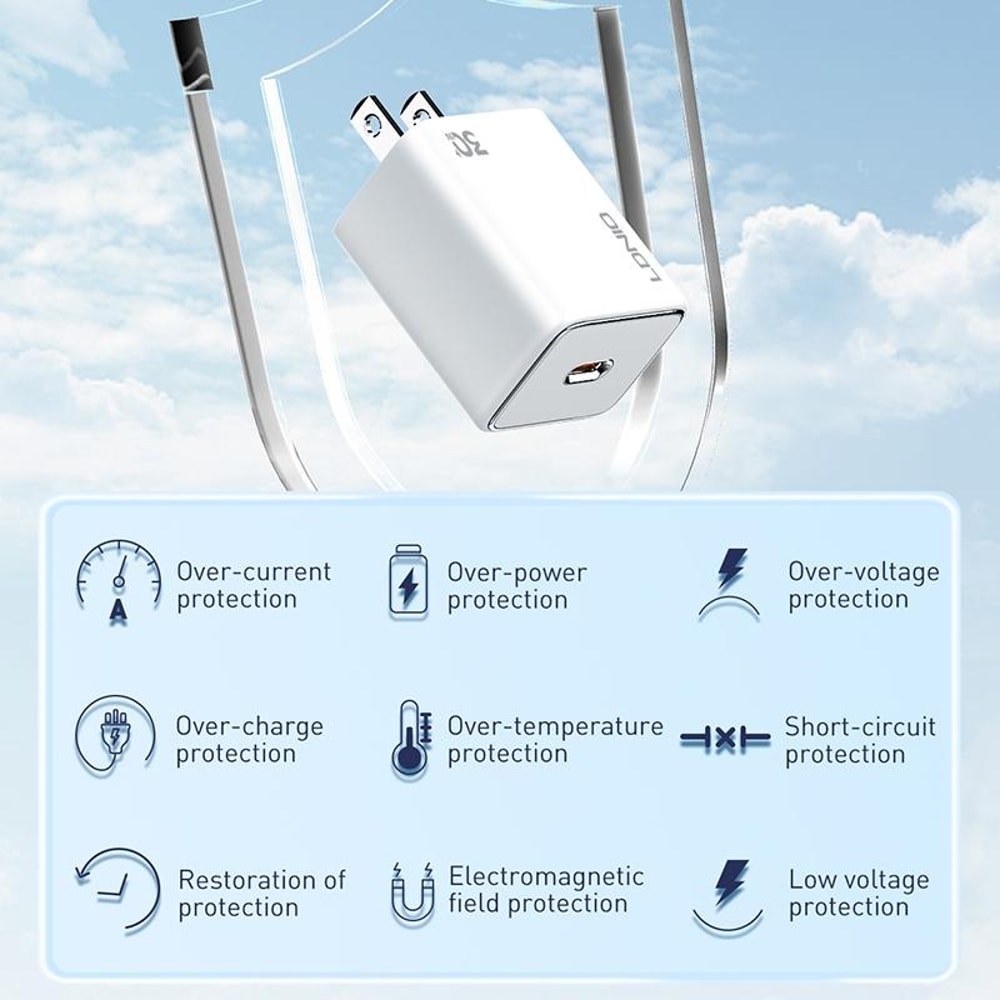 A1508C 30W USB-C PD Fast Charger with 1m Type-C Cable (White)