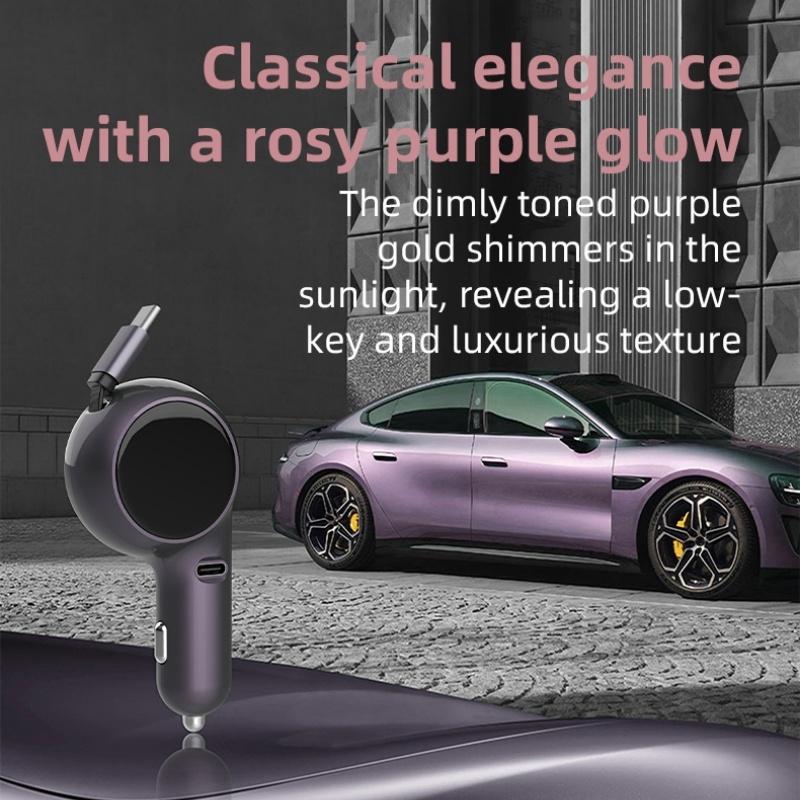 60W Type C Retractable Car Charger with Fast Charging Adapter USB-C Port