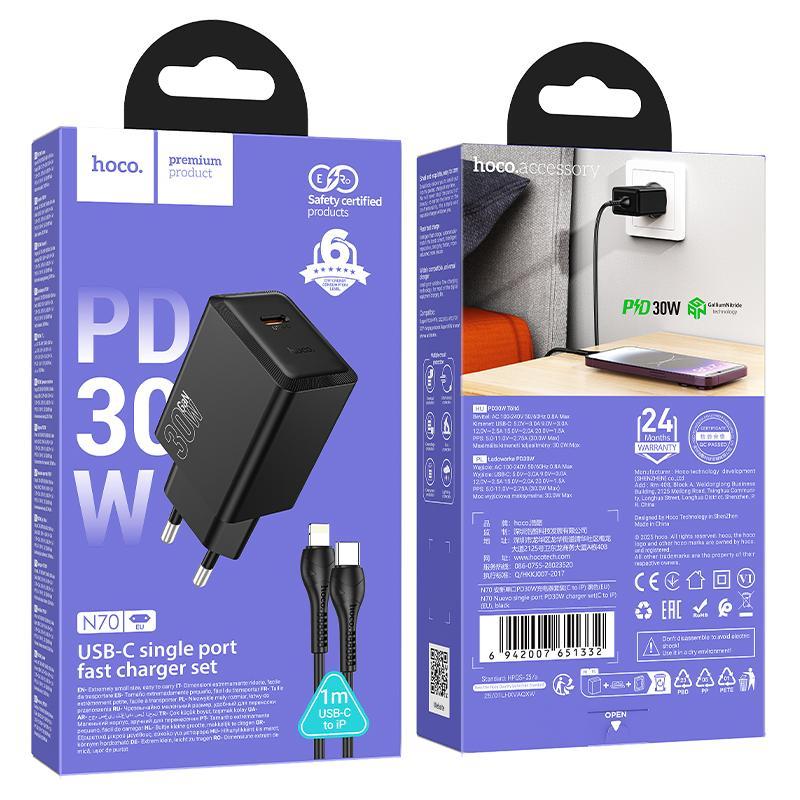 PD30W Fast USB-C Charger with Lightning Cable Compact Power Adapter