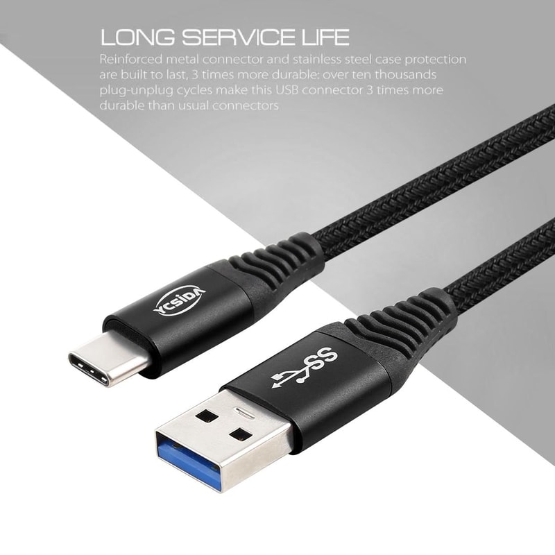 1.2m Nylon Braided USB-C Fast Charging Data Sync Cable 110 Copper Wires