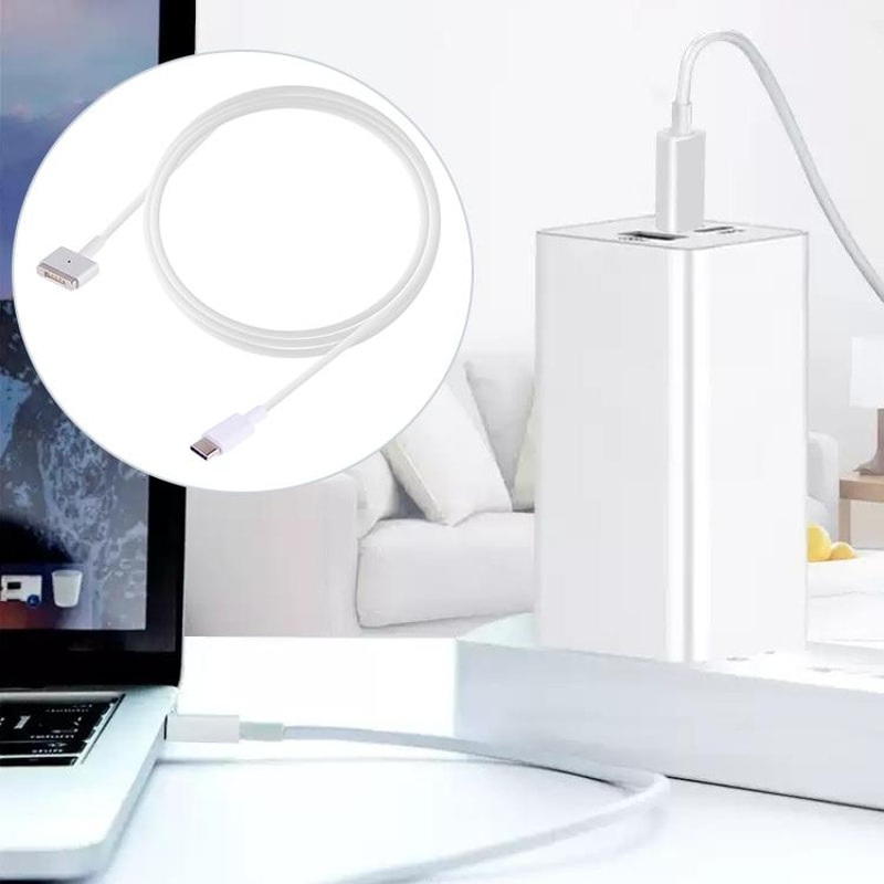 1.7m 5 Pin to USB-C MacBook Charging Cable PD Fast Charge (White)
