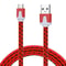 2m Woven Micro USB To USB Charging Data Cable Red Durable Fast Sync Cable 0