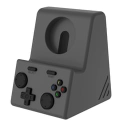 dark gray silicone apple watch charging stand dock with cable management base