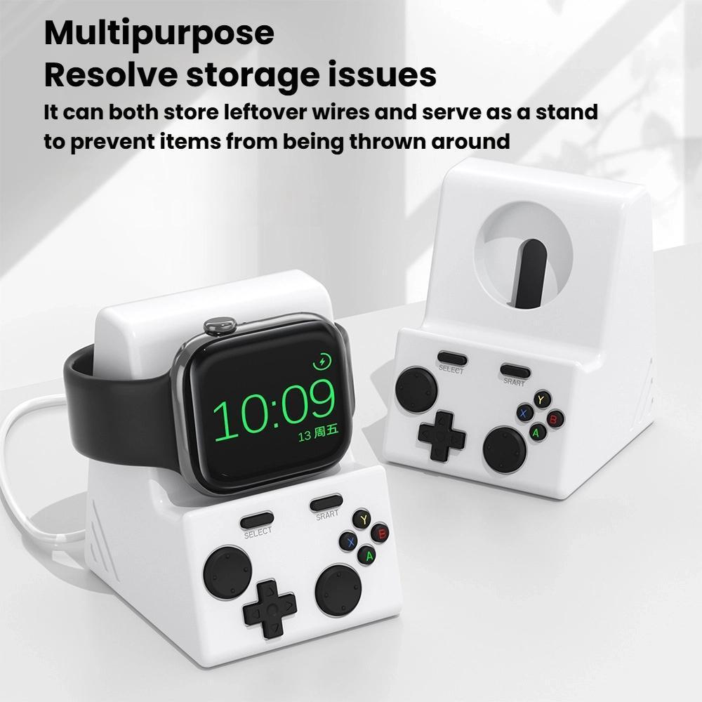 Dark Gray Silicone Apple Watch Charging Stand Dock with Cable Management Base