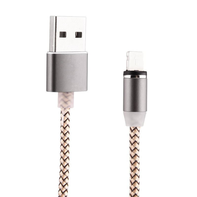 360 Degree Rotating Magnetic Lightning Charging Cable LED Indicator 1m Braided 8 Pin USB Cable