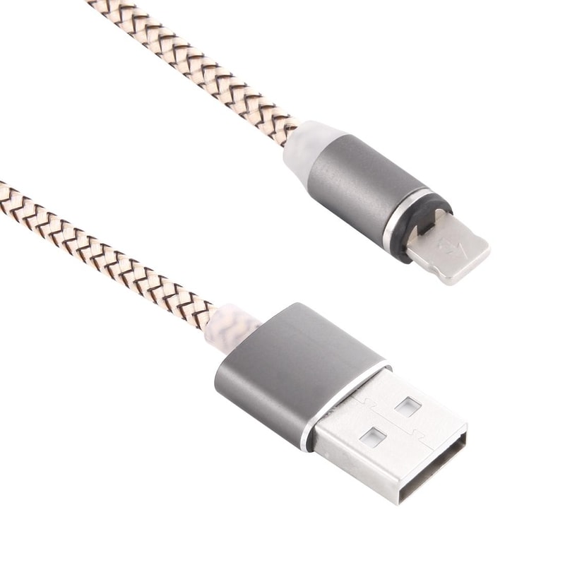 360 Degree Rotating Magnetic Lightning Charging Cable LED Indicator 1m Braided 8 Pin USB Cable