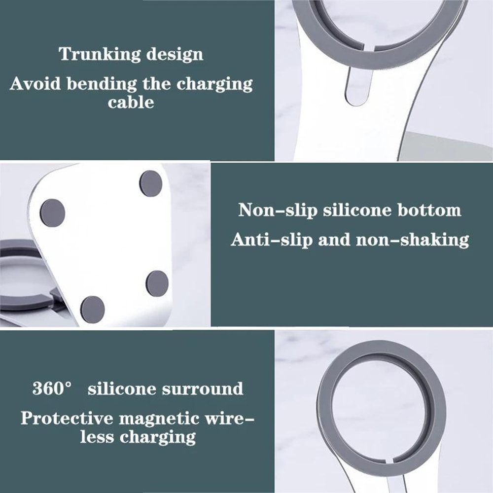Aluminum Alloy Magnetic Wireless Charger Stand Phone Holder Desktop Dock for MagSafe Devices