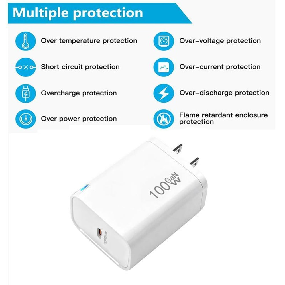TE-PD46 GaN 100W USB-C PD Fast Charger Universal Multi-Protocol Wall Adapter US Plug