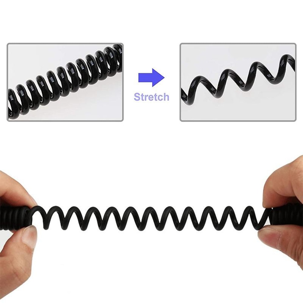 2m Coiled Micro USB Charging and Data Sync Cable Spring Design Flexible Android Cable