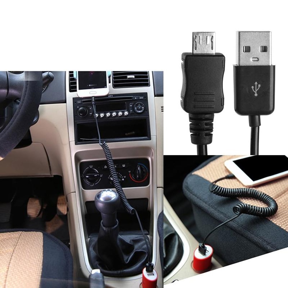 2m Coiled Micro USB Charging and Data Sync Cable Spring Design Flexible Android Cable