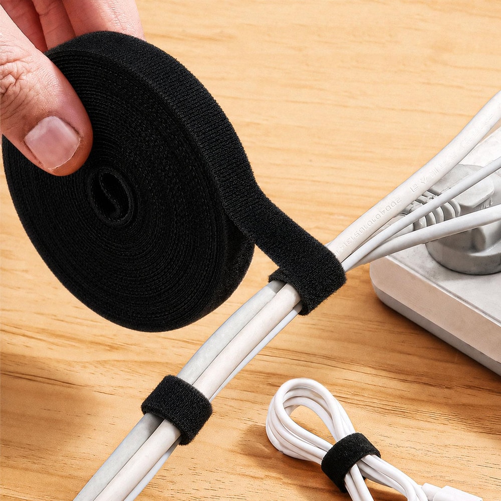 Reusable Hook and Loop Cable Ties Roll Velcro Cable Management Straps Wire Organizer Tape 0.5in x 16.4ft