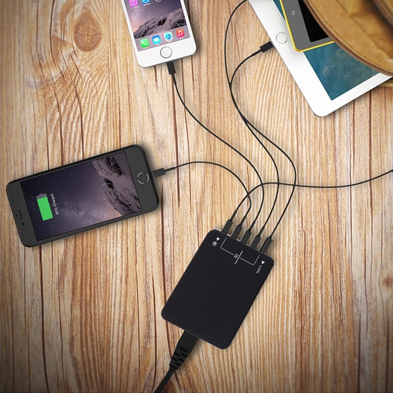 6-Port USB Desktop Charger Quick Charge 3.0 USB-C Fast Charging Station