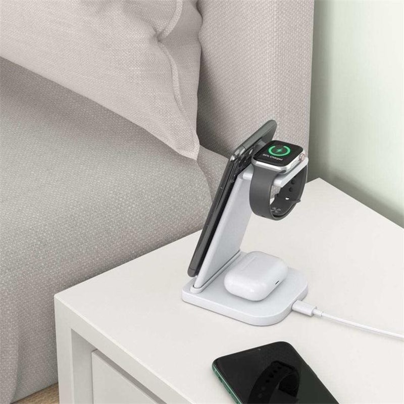 QGeeM 3 in 1 Portable Detachable Wireless Charger Dock for Phone Watch Earbuds