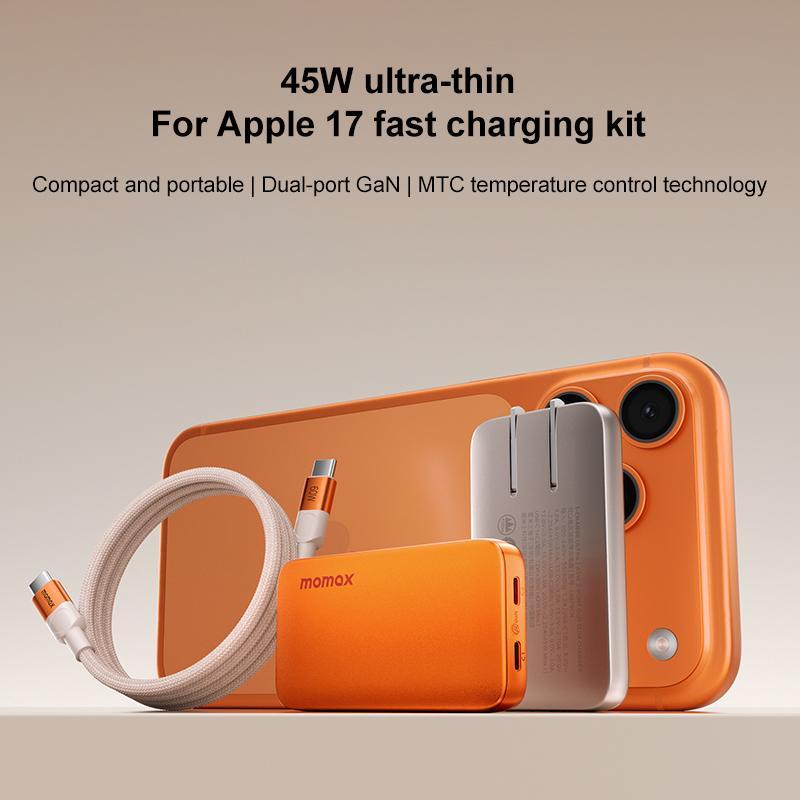 UM79 45W GaN Dual Port USB C PD Fast Charger Kit with Cable Orange