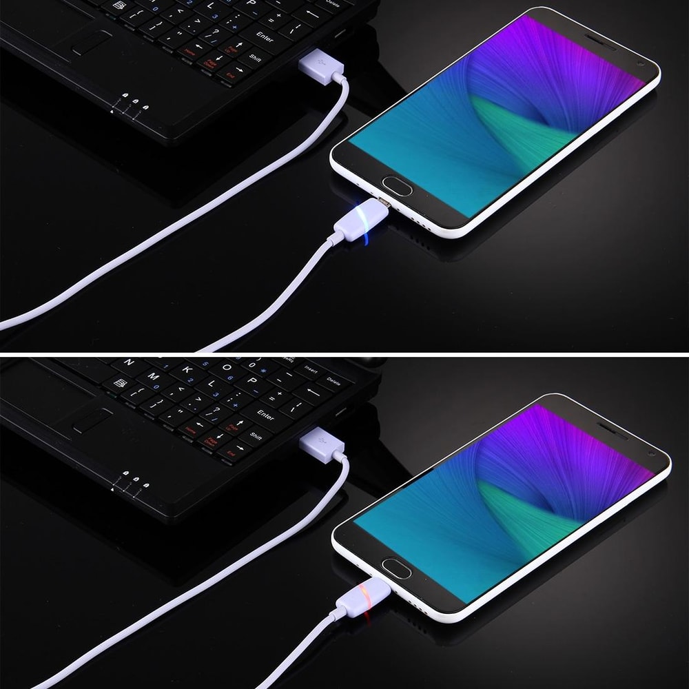 1M Circular Bobbin Micro USB To USB 20 LED Charging Data Sync Cable 10