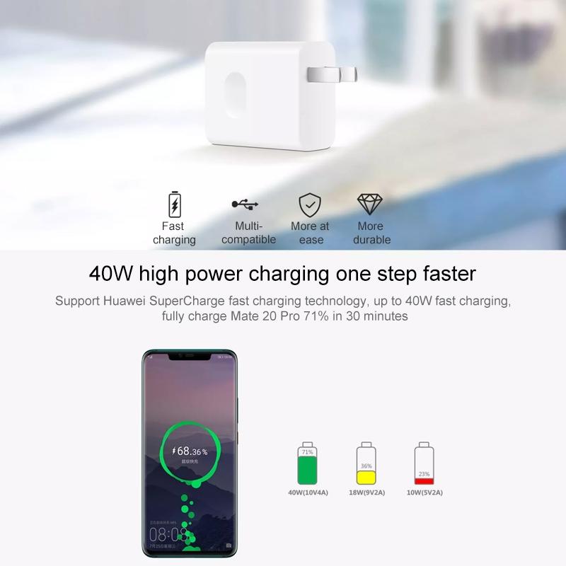 Original Huawei 40W SuperCharge USB-C Fast Charging Wall Charger (White)