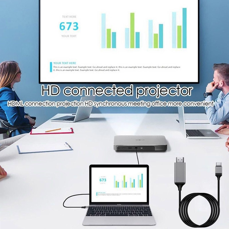 USB-C to HDMI Adapter Cable 2m, Type-C to HDMI Converter for HD Display Output