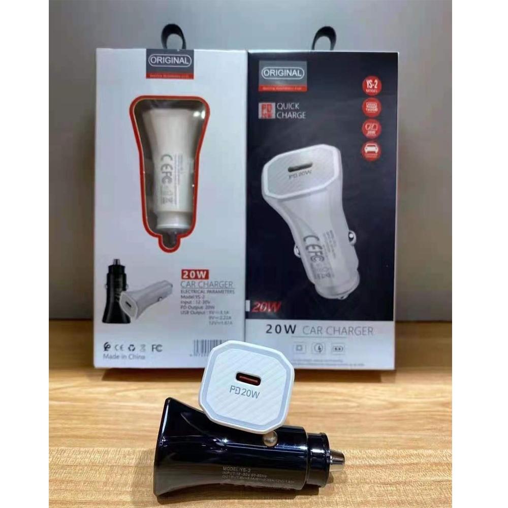 PD 20W USB-C Car Fast Charger for iPhone iPad, Type-C Dual Port Fast Charging Adapter