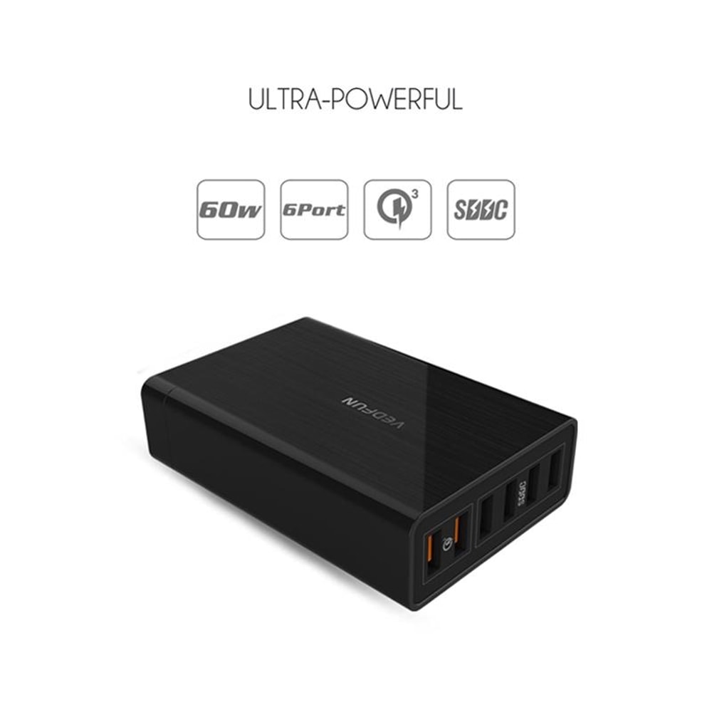 D620 6 Port USB Charger Quick Charge 3.0 Multi Port Fast Charging Station