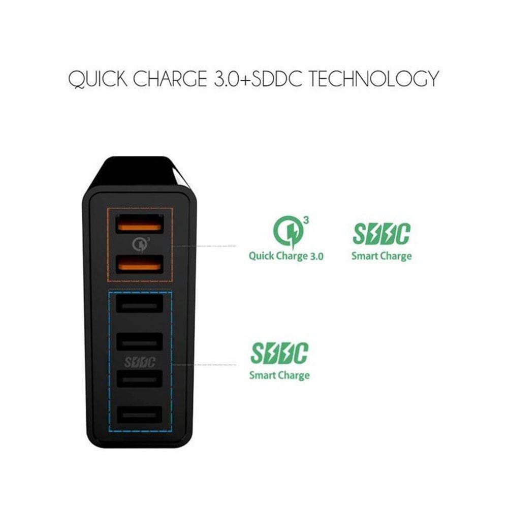 D620 6 Port USB Charger Quick Charge 3.0 Multi Port Fast Charging Station
