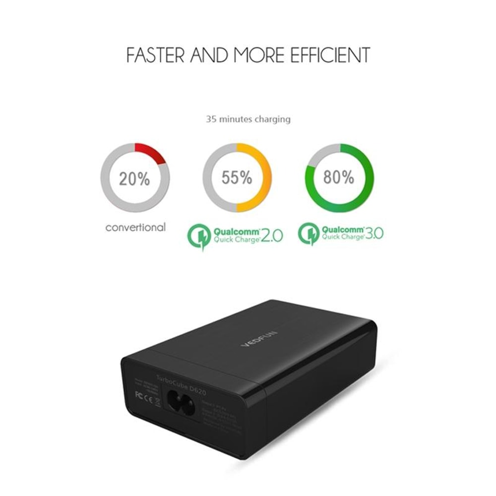 D620 6 Port USB Charger Quick Charge 3.0 Multi Port Fast Charging Station