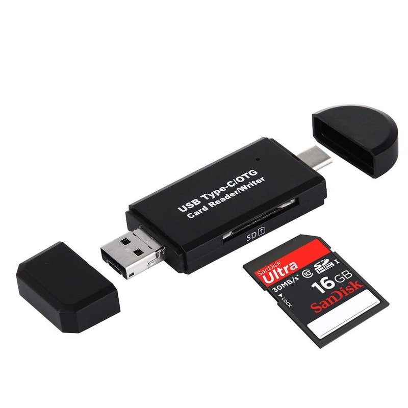 3-in-1 USB-C Card Reader Adapter OTG Multi Port SD Micro USB Hub
