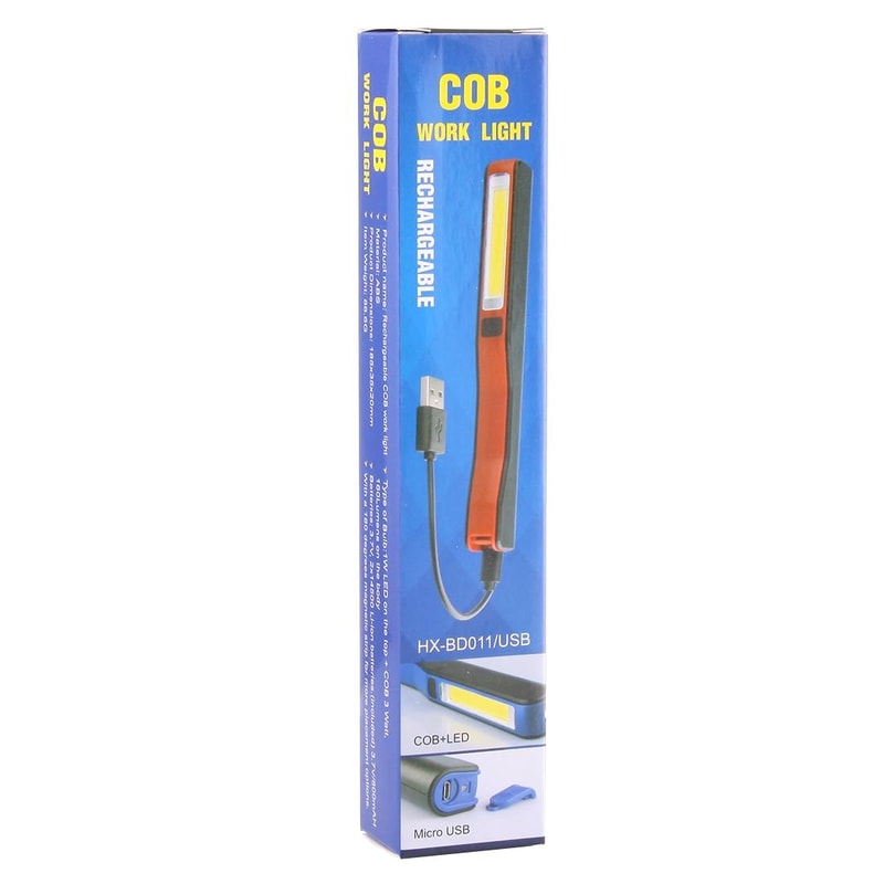 Rechargeable COB LED Pen Work Light Magnetic Clip Flashlight 100LM Portable Inspection Light 8