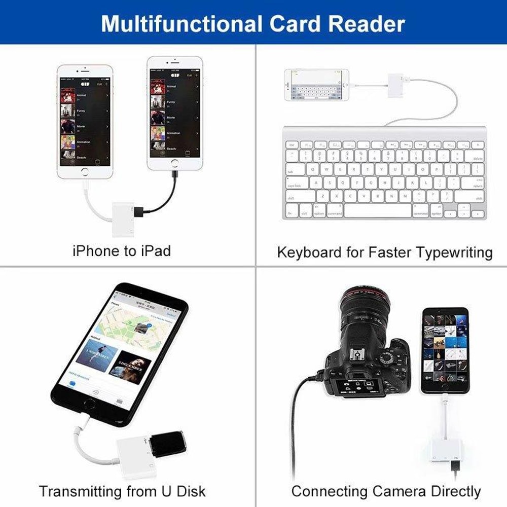 3 in 1 Lightning SD TF USB Camera Reader Adapter for iPhone iPad Fast Photo Transfer iOS Compatible