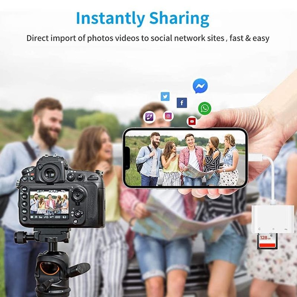 3 in 1 Lightning SD TF USB Camera Reader Adapter for iPhone iPad Fast Photo Transfer iOS Compatible