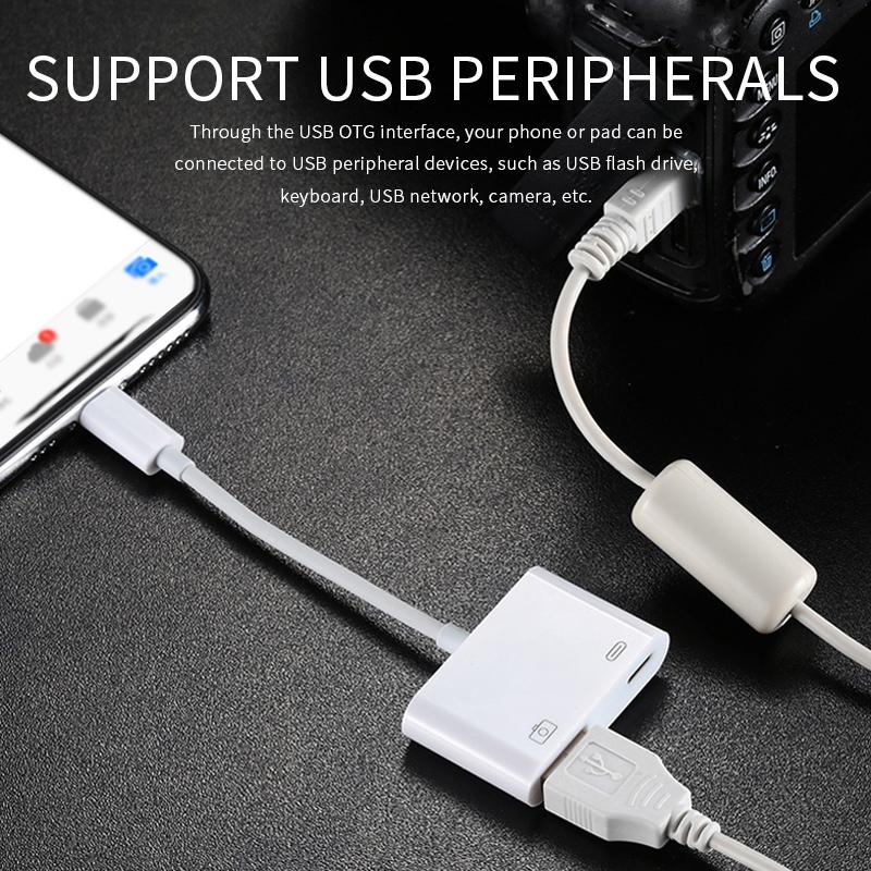 11cm Lightning to USB Camera Reader Adapter & Charging Cable for iPhone iPad iOS 9