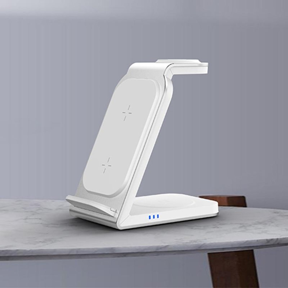 SW17 3 in 1 Metal Vertical Wireless Charging Station Apple Watch Charger Fast Charging Dock for Phone AirPods
