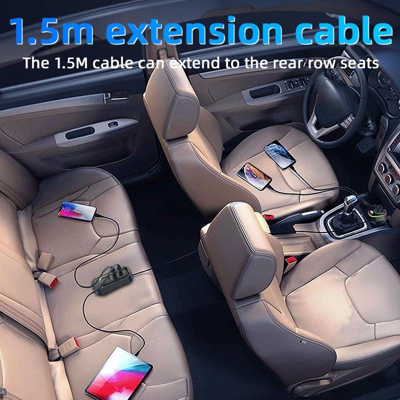 105W Multi Port PD Fast Car Charger Rear Seat USB-C Cigarette Lighter Adapter